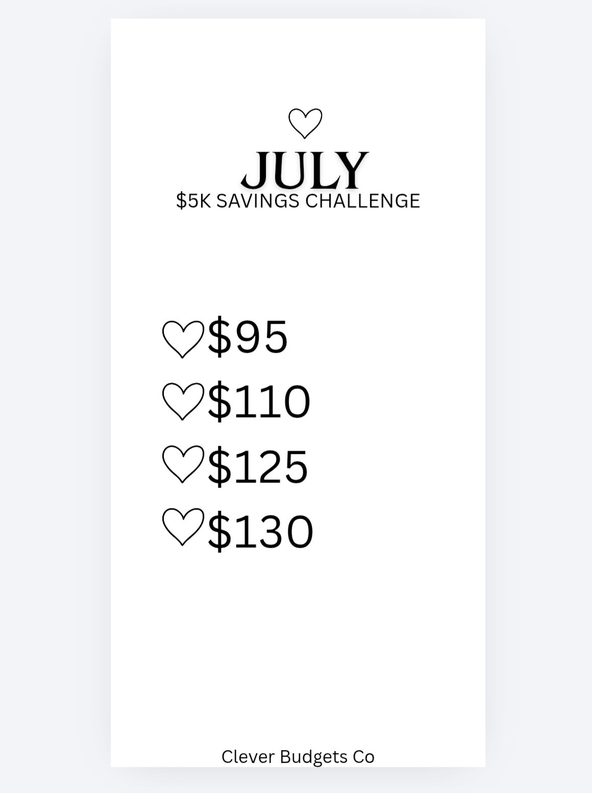 5K Monthly Saving challenge