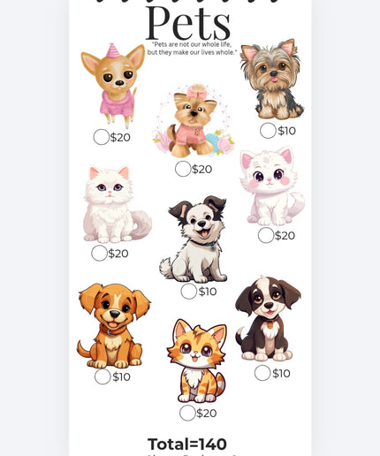 Pets Savings (Categories are fully customizable)