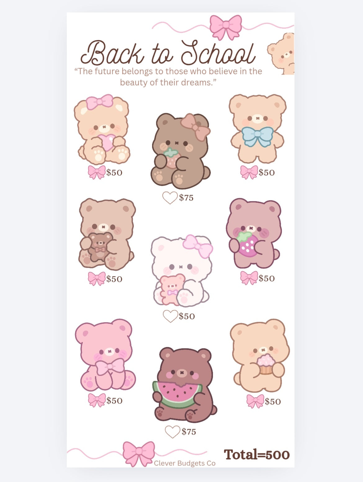 Back To School Challenge Insert